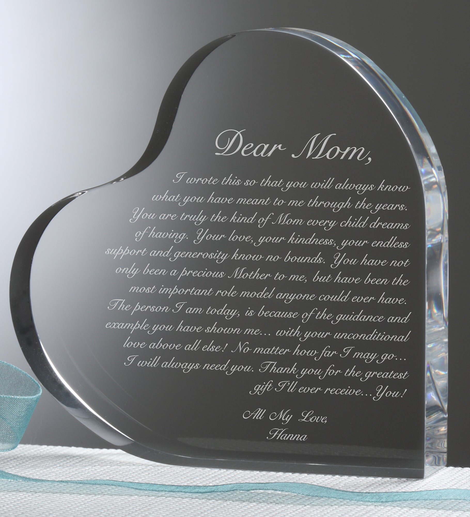 A Letter To Mom Personalized Heart Sculpture